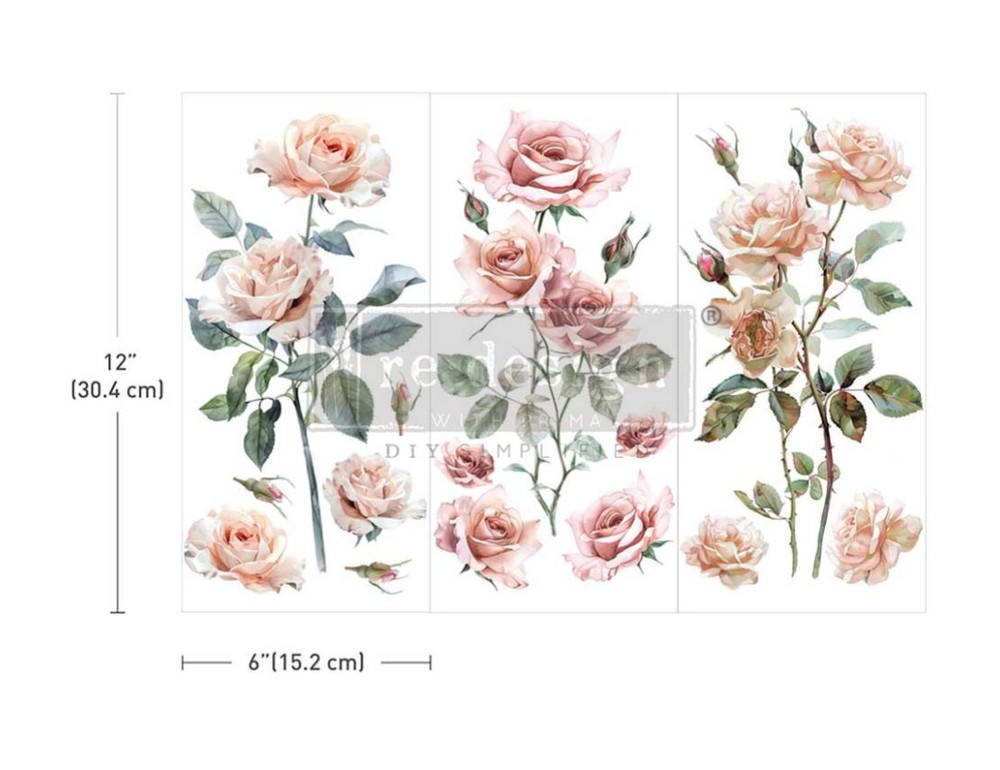 Redesign With Prima BLUSH SYMPHONY Mini Decor Transfers, Flower Pattern, Florals