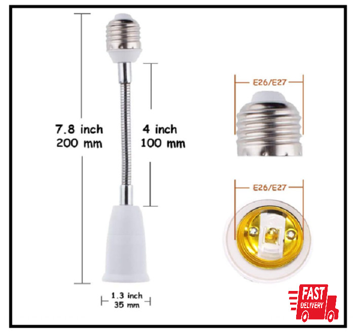 4 Pack E27 Adjustable Flexible Light Bulb Extension Socket Lamp Adapter Extender