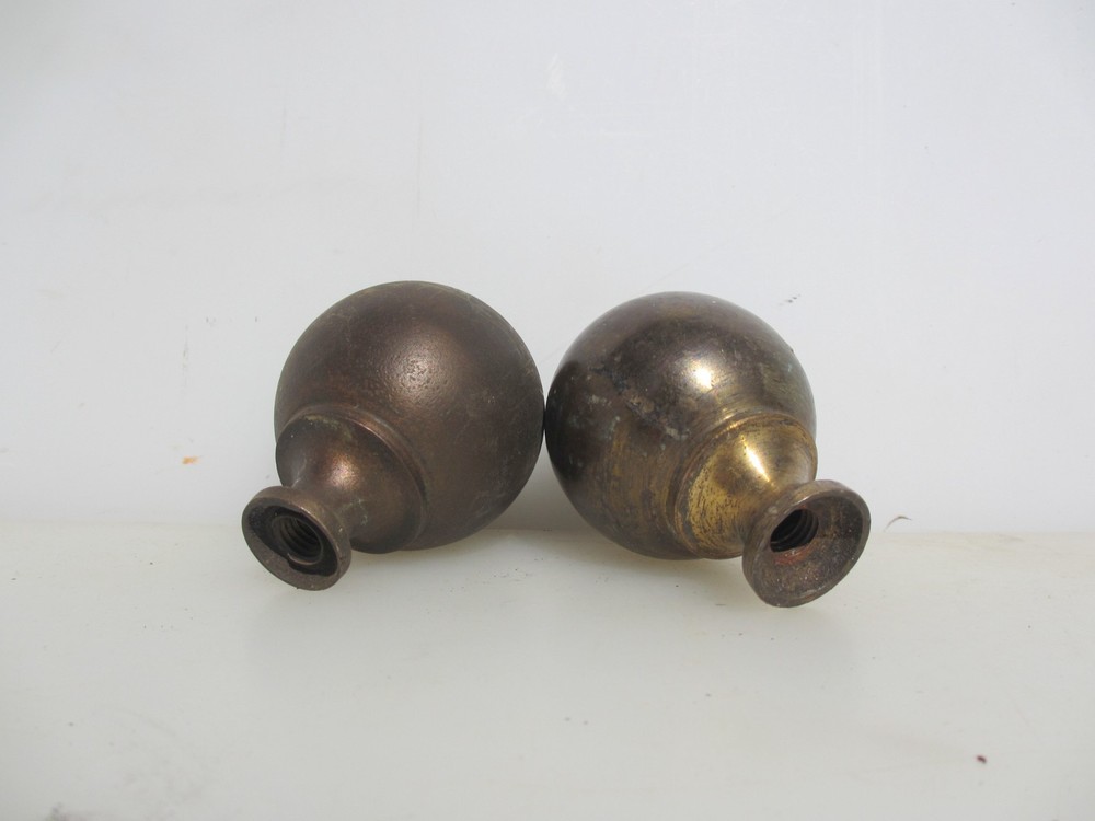 Victorian Brass Curtain Pole Rail Ends Antique Finials Old Vintage Bed Knobs