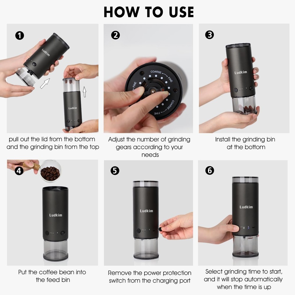 Burr Coffee Grinder, Small 80 Precise Settings Rechargeable USB Cordless - Co...