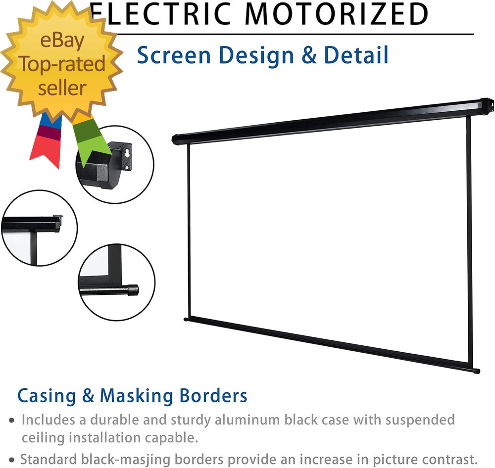 120" Motorized Projector Screen Electric Diagonal Automatic Projection 4:3 HD Mo