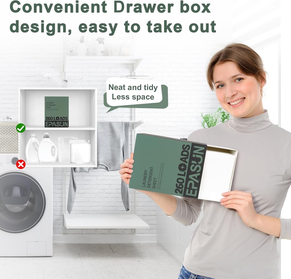 Laundry Detergent Sheets 260 Loads, Fresh Scent, Eco-Friendly Liquidless Soap...