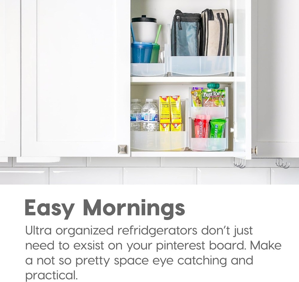 Clear Plastic Stackable Storage Bins, Large- 8 Pack, Open Front Fridge Pantry...