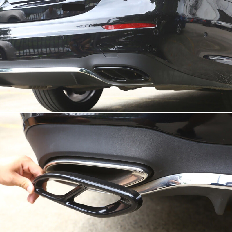 Black Steel Exhaust Tips For 2016-2023 Mercedes E-Class E300 E350 E400 E450 E550