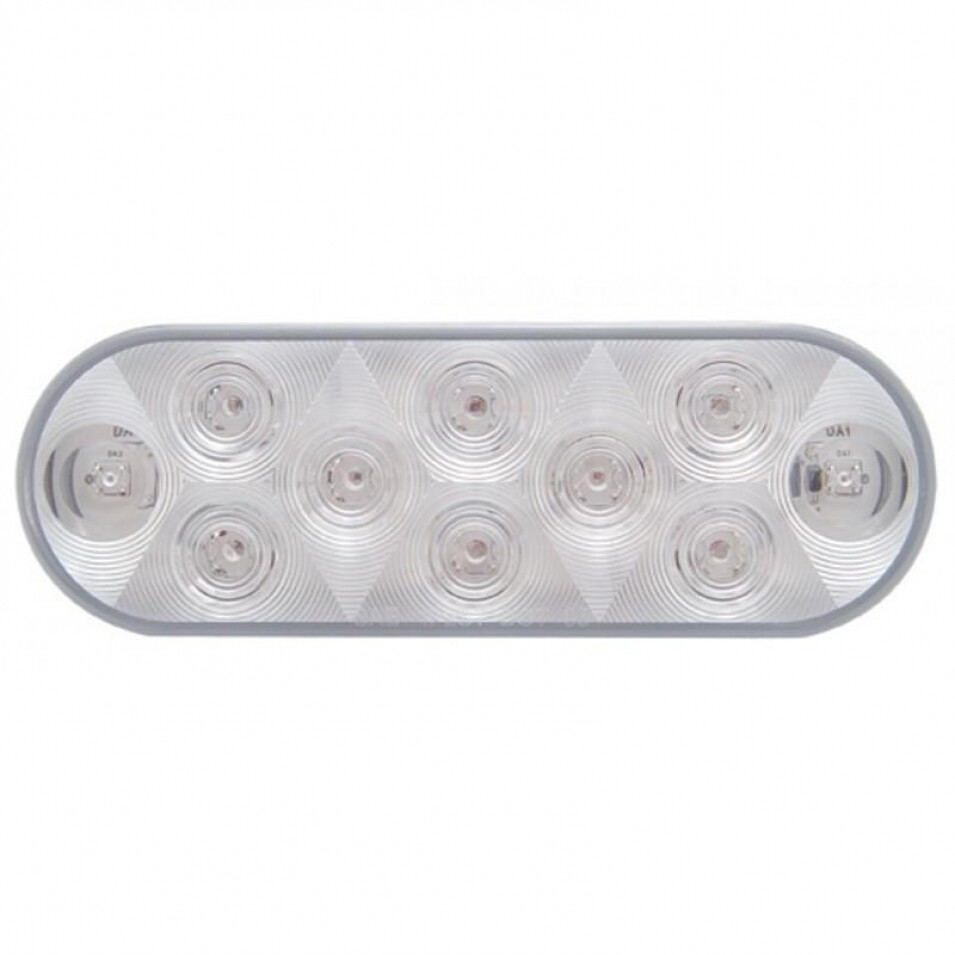 10 LED 6" Oval Auxiliary/Utility Light - White LED/Clear Lens