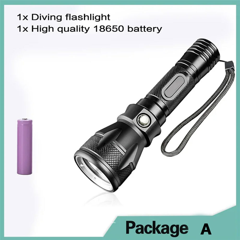 Professional Underwater Scuba Diving Flashlight LED Waterproof Dive Light Lamp