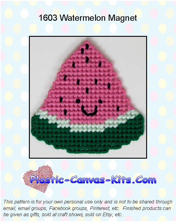 Happy Watermelonl Magnet-Plastic Canvas Pattern or Kit