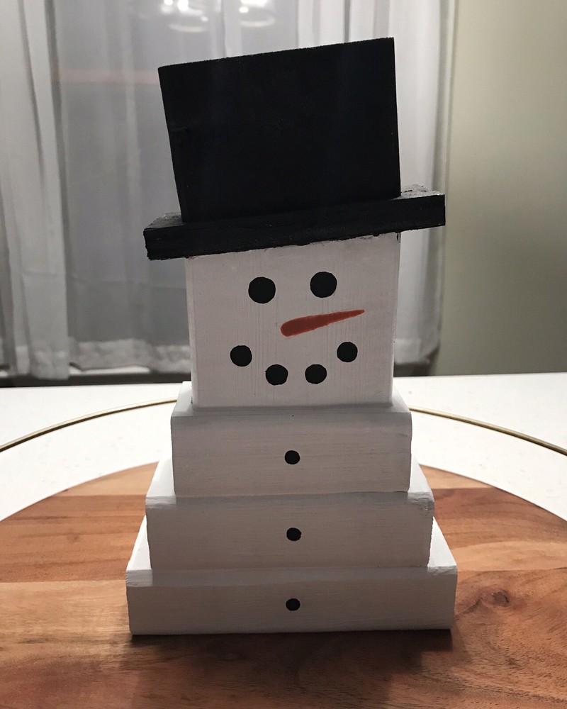 Handmade Wooden Snowman Decor