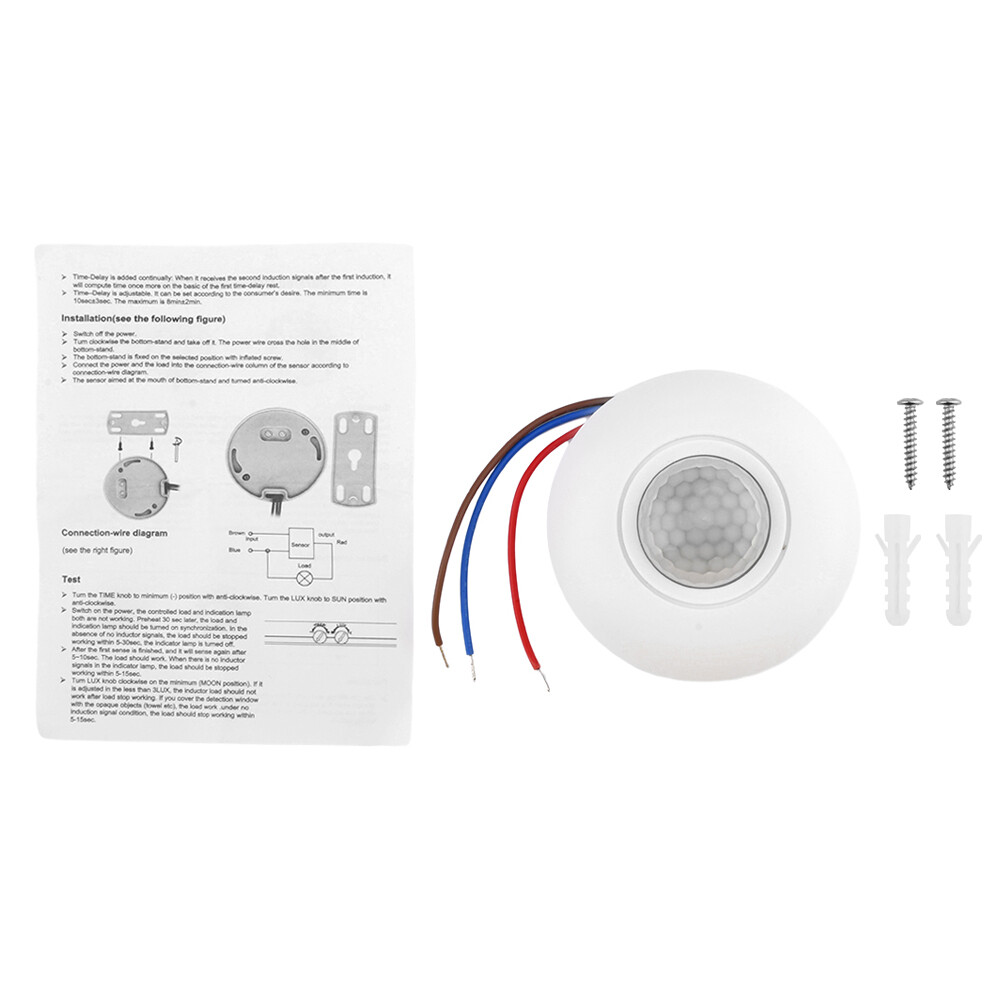 AC85-265V Infrared PIR Motion Induction Sensor Switch For LED Ceiling Light