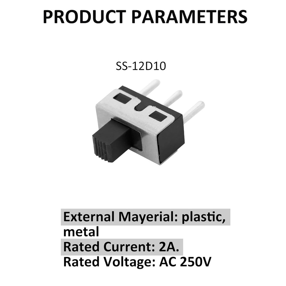 Durable 2 Position Micro Slide Switch - SPDT Panel Mount, Rated, 20 Pack