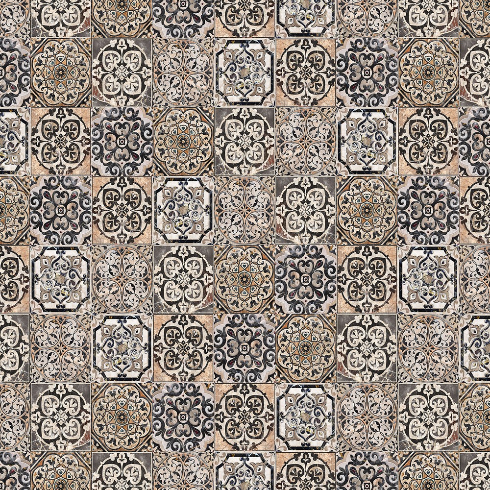 6 ft. Tall Double Sided Victorian Tile Canvas Room Divider