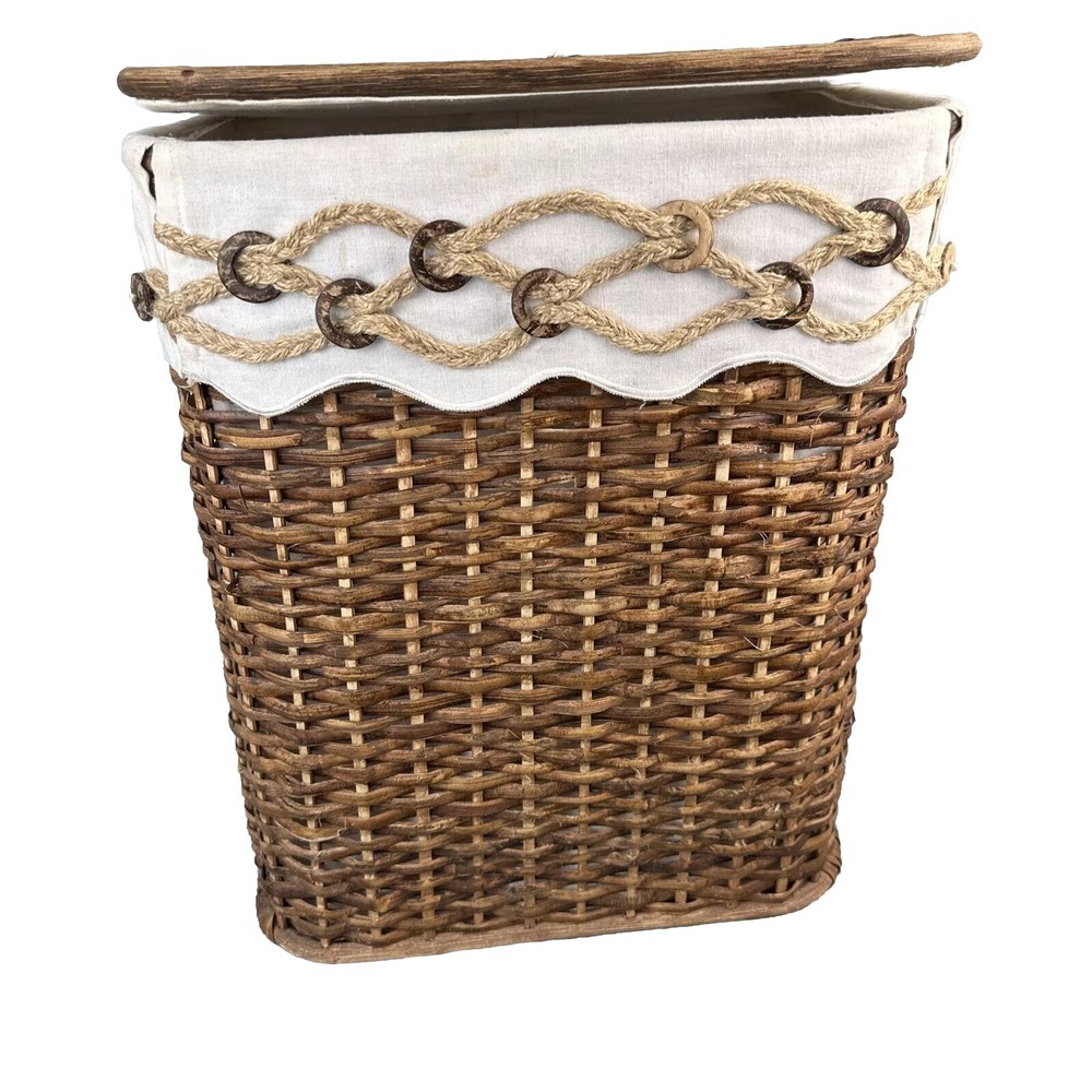 Lined Woven Rattan Laundry Hamper