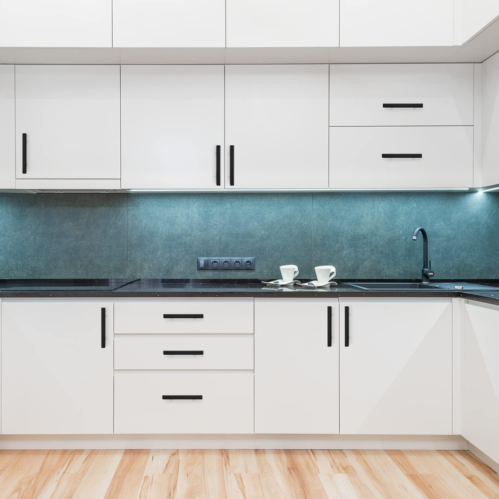 40 Pack Matte Black Cabinet Pulls - 3" Handles with Mounting Template