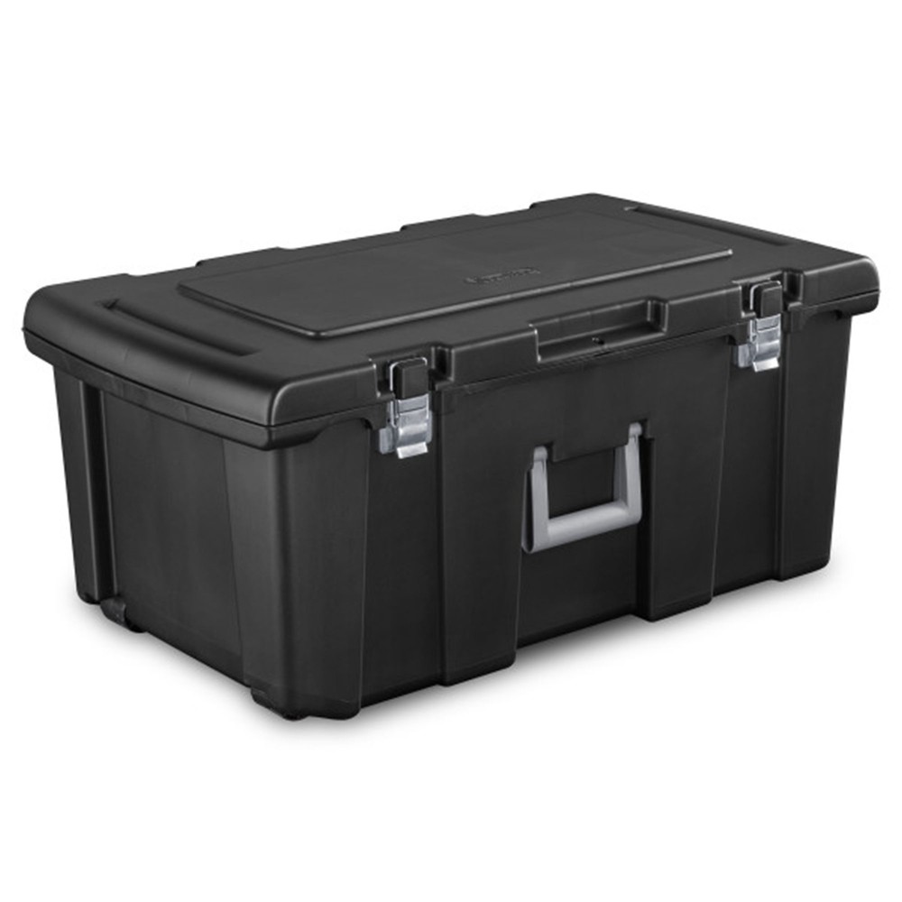 Sterilite Footlocker Stackable Storage Bin with Latching Lid with Wheels, 2 Pack