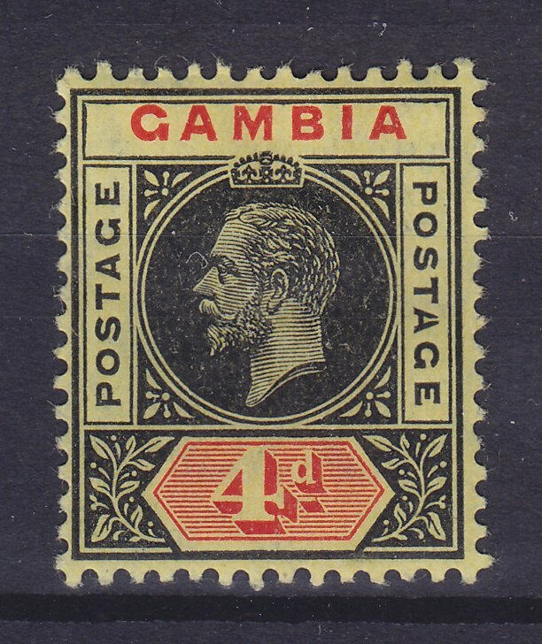 GAMBIA 1912, SG 92d, VARIETY: SPLIT "A", MLH