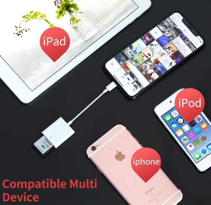 Lightning to SD Card Camera Reader for iPhon*, sd Card Reader Memory Card Reader