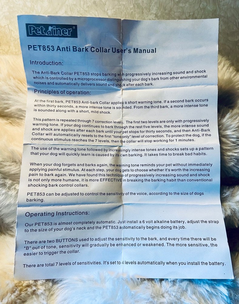 Petrainer Automatic No-Bark Collar for Dogs – Adjustable Sensitivity