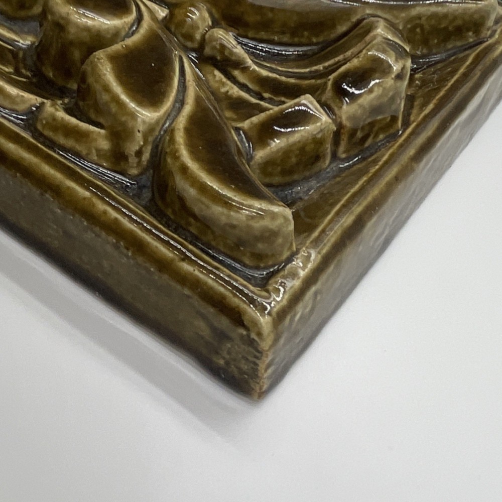 Vintage Brown Glossy Ceramic Decorative Square Tile 6x6 in Abstract Pattern