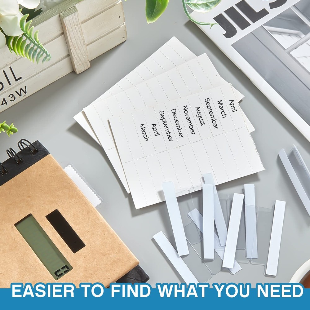 1.5 Inch Insertable Self Adhesive Index Tabs 50 Pieces with Paper Inserts