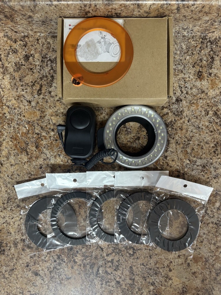 Chrome Macro Led Ring Light With 5 Adapter Rings