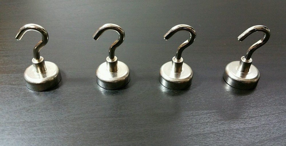 4 Neodymium Hook Magnets Pull Force 25 lbs