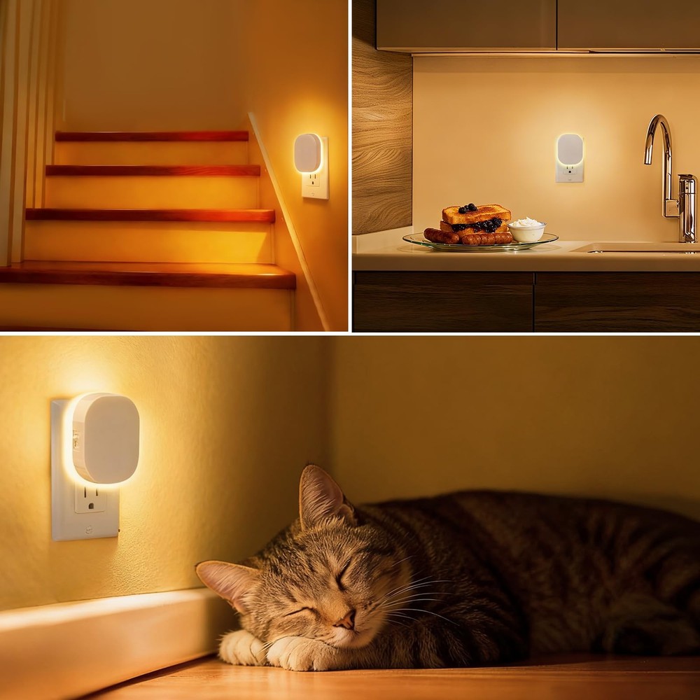 Backlit Night Lights Plug Into Wall 2 Pack, Motion Sensor & Dusk-to-Dawn Sens...