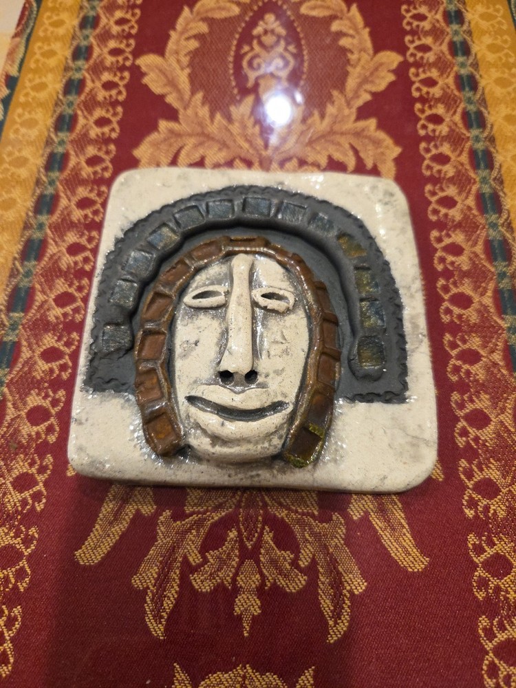 HANDMADE ART POTTERY TILE SIGNED 5" X 4.5"