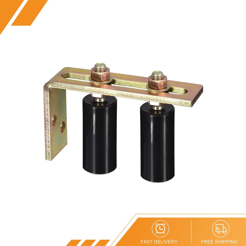 Slide Gate Guide Roller with L Post Bracket 3" Dual Nylon Rollers - Black