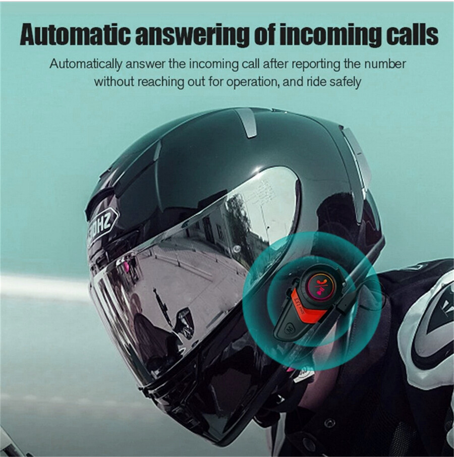 BT Wireless Bluetooth Helmet Intercom Headset TYPE-C Charging Fit For Motorcycle