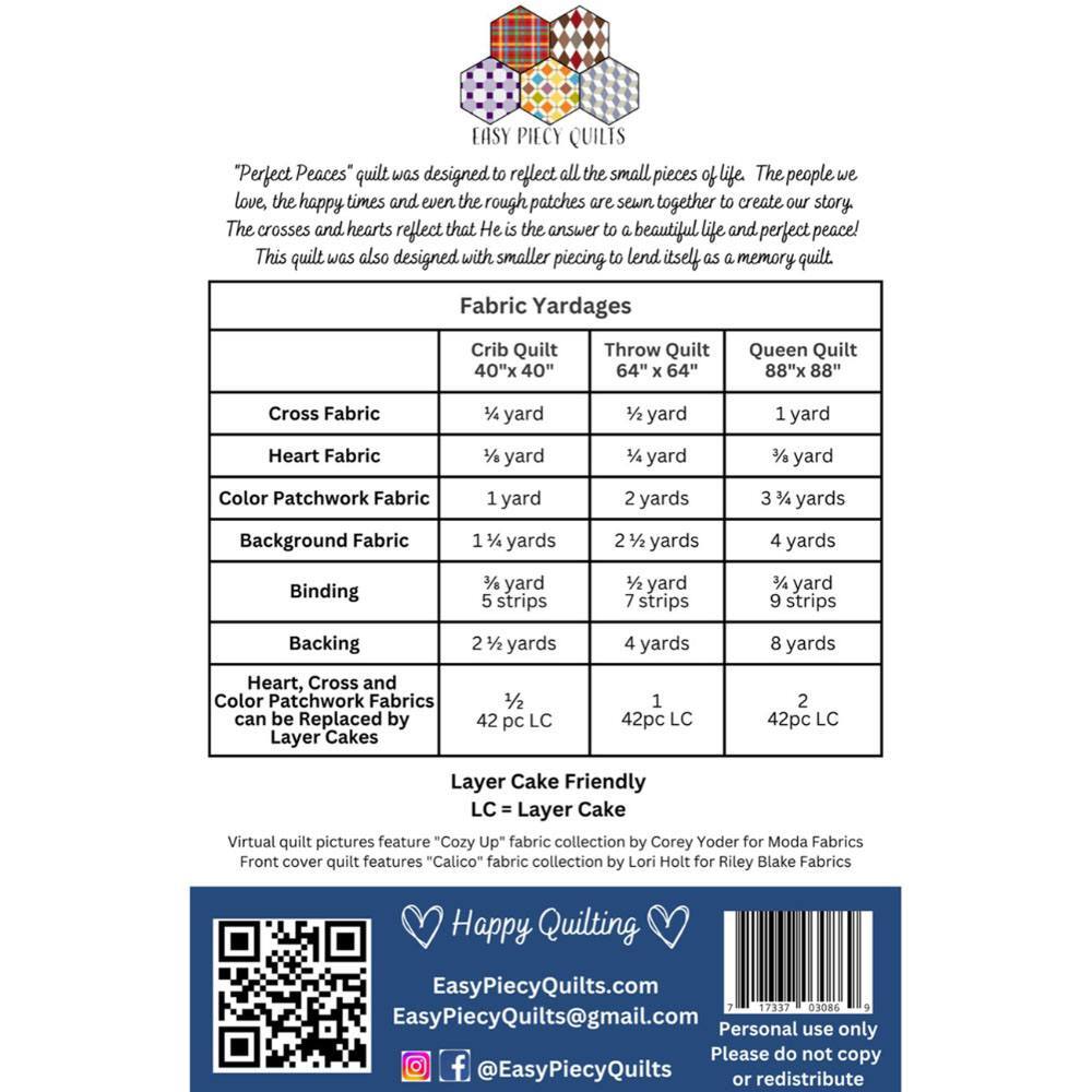 Easy Piecy Quilts Perfect Peaces Quilt Pattern