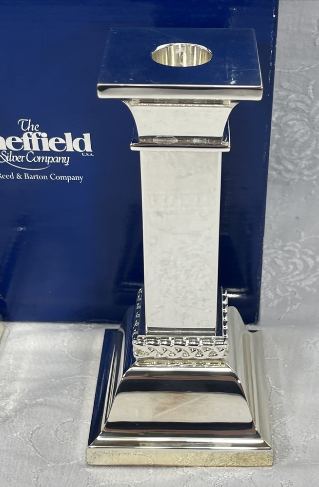 Sheffield Silver Plate Candlesticks 7” S840 Set 2 Reed Barton