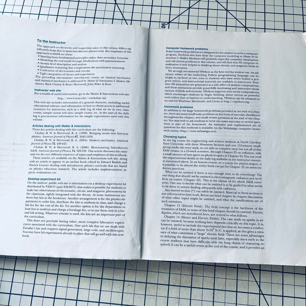 Matter & Interactions II Electric & Magnetic Interactions 2007 Vintage Computing