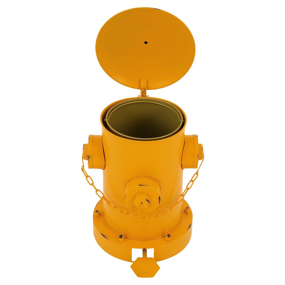 Yellow Garbage Can 2.5L Step-On Fire Hydrant Trash Can Detachable Iron Waste Bin