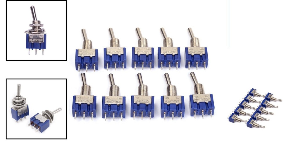 10-Pack AC 125V 6A SPDT Toggle Switch - Easy Installation for Versatile Use