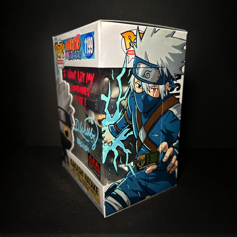 Funko Pop! Naruto - Kakashi #1199 Signed - Custom Box Art [GITD] + Hard Shield