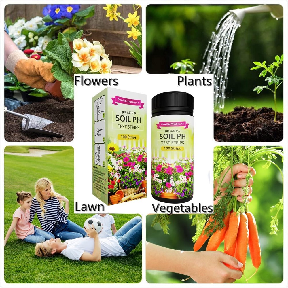 Soil Ph Paper Test Kit โ€ 100 Tester Strips 3.59 Range โ€ Use For Testing G...