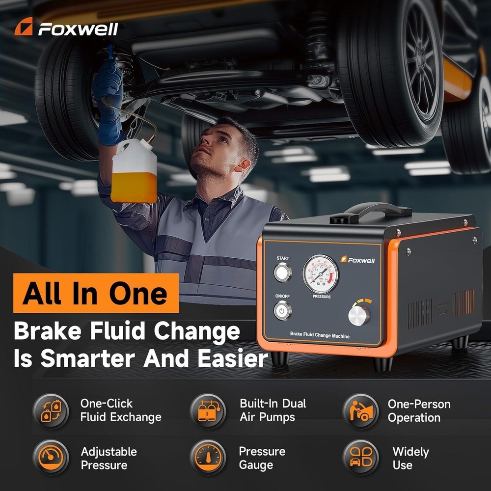 Foxwell RT1000 Auto Brake Bleed Machine with Tools - Complete System Bleeder Kit