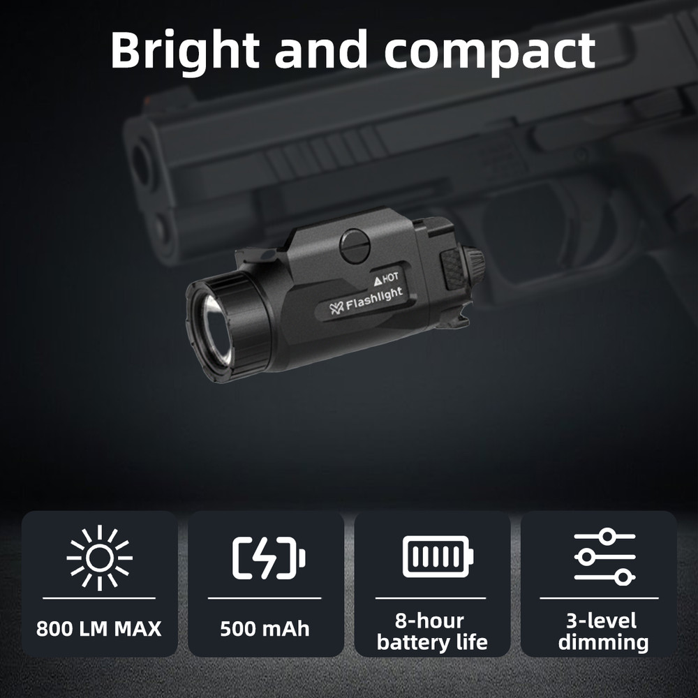 US Pistol Light with Strobe Function for Guns 800 Lumens Tactical LED Flashlight