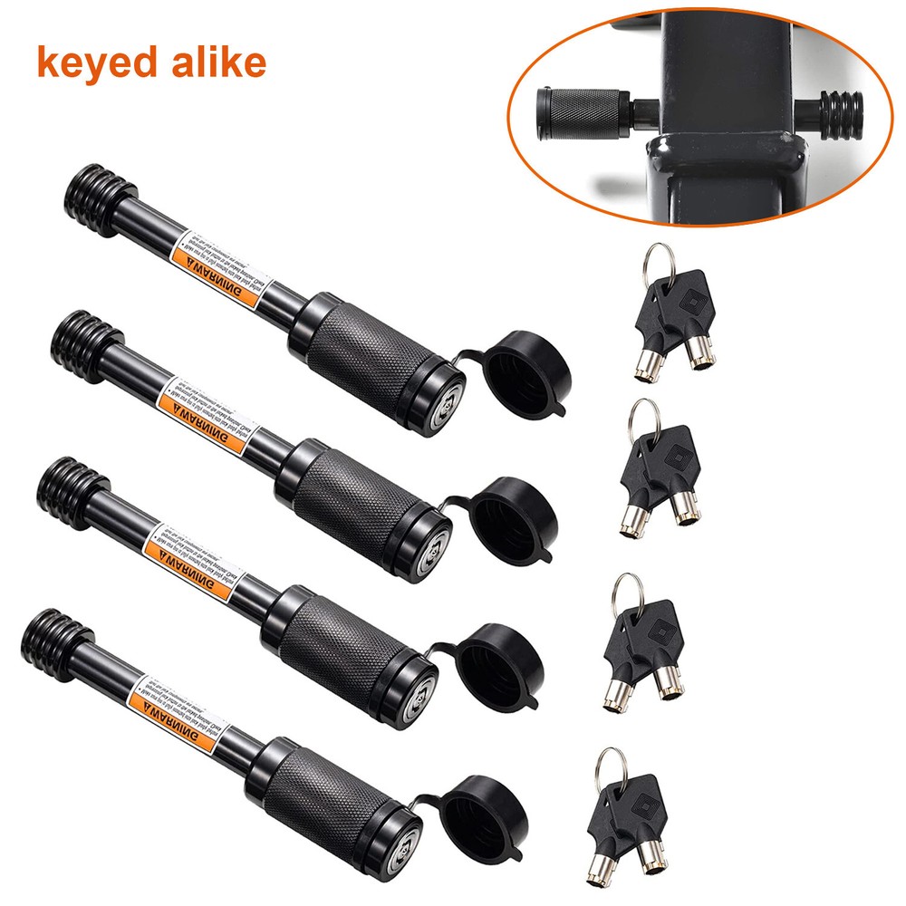Trailer Hitch Receiver Pin Lock 4PCS Set Keyed Like- 5/8" Pin for Class III IV