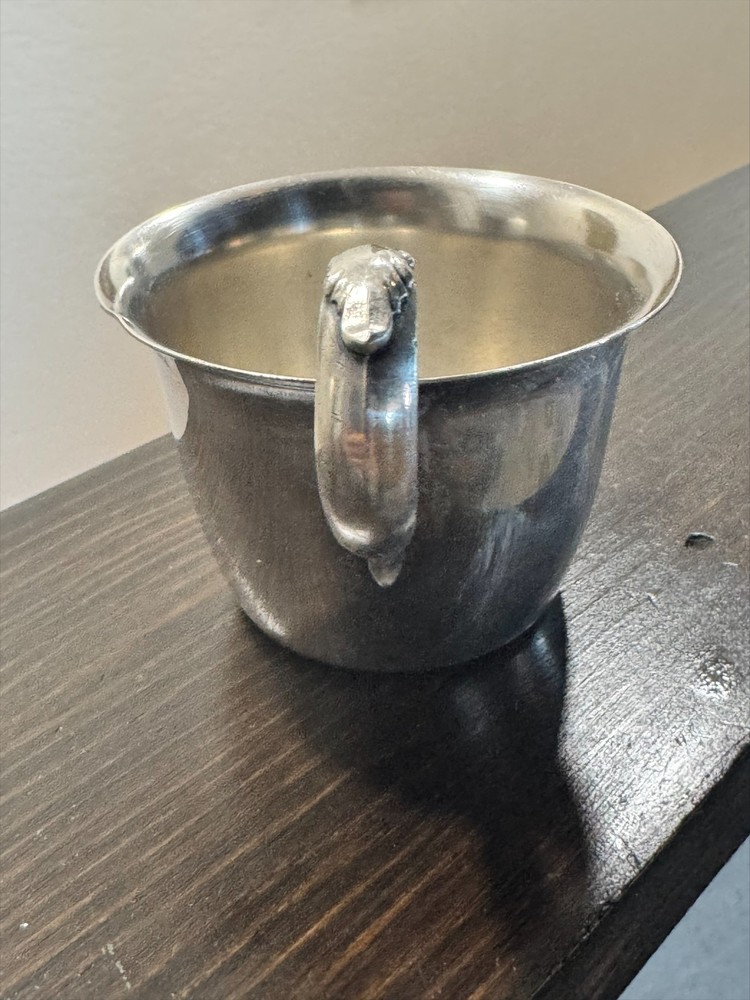 WM Rogers Silverplate Cup 846 Vintage Decorative Silver Mug Leaf Handle MCM