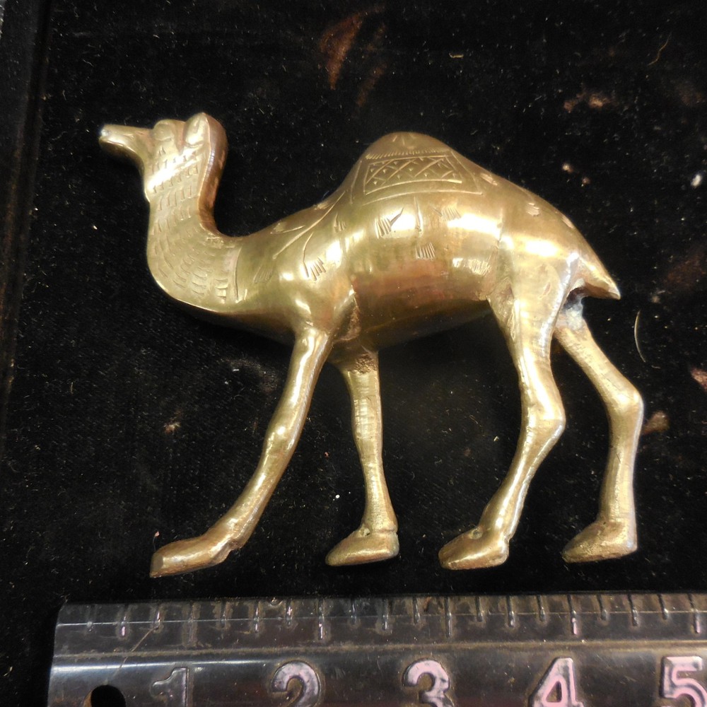 Solid brass 4" Camel Etched Figurine