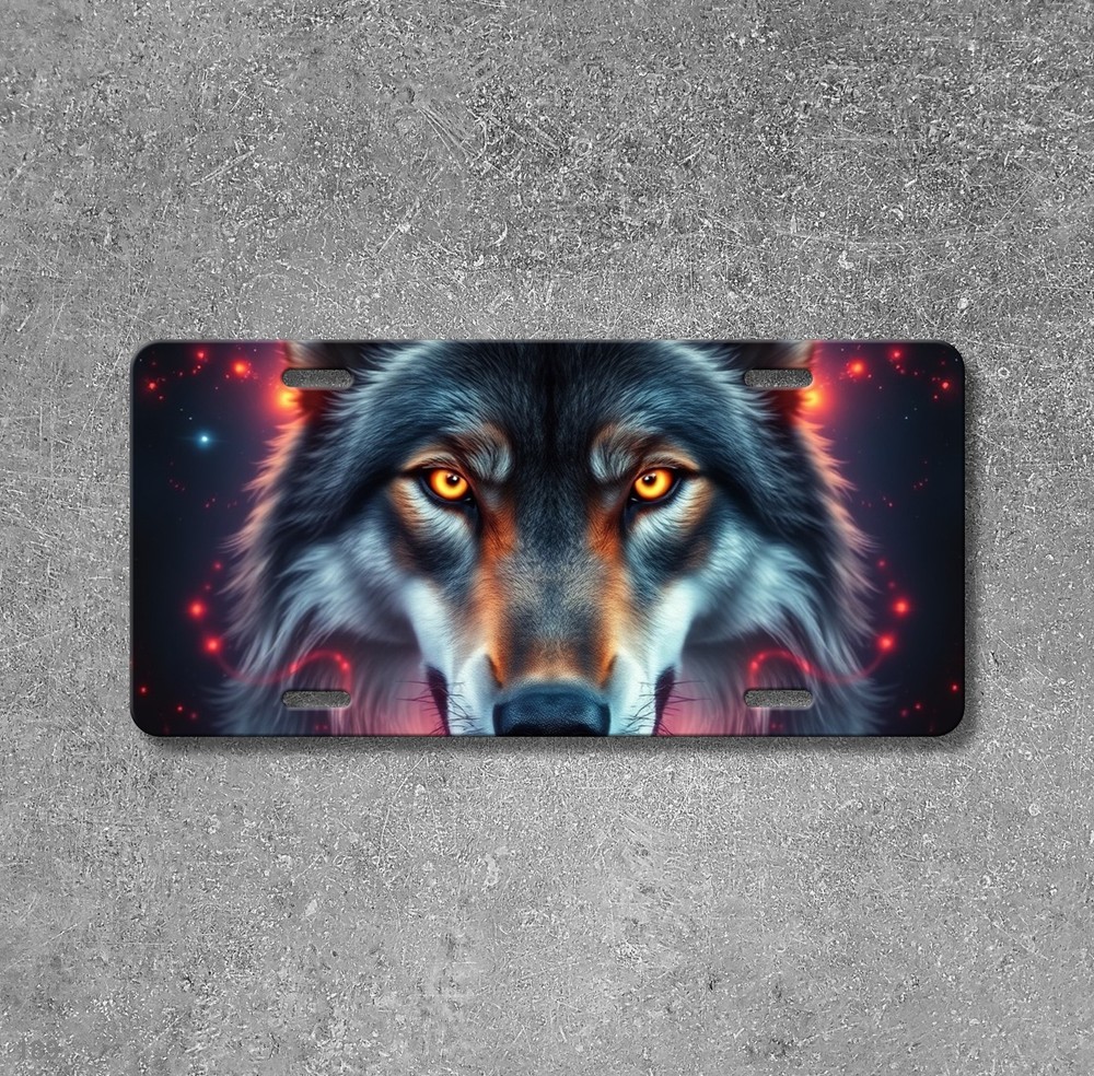 Hyperrealistic Wolf License Plate Personalized Vanity Plate Birthday Gift