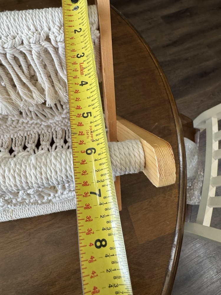 Boho Macrame Beige Cotton/Wood Foldable Magazine Rack