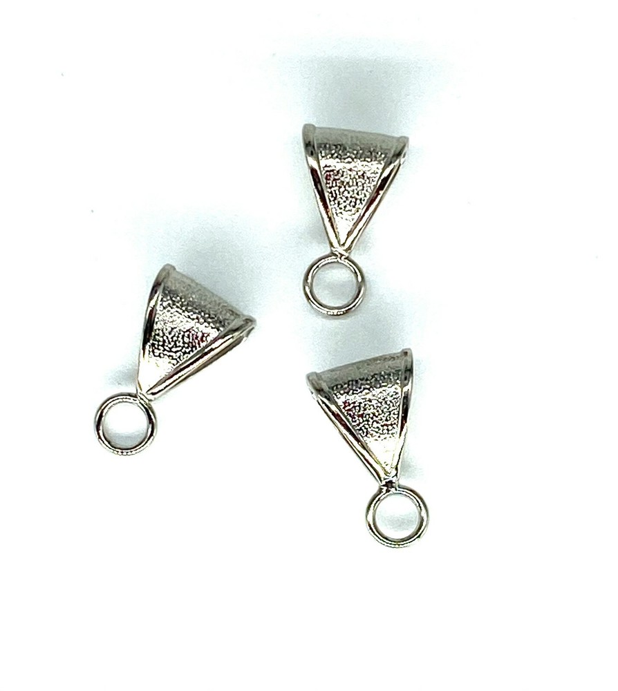 Rhodium plate Silvertone Bail 3 pcs 17mm