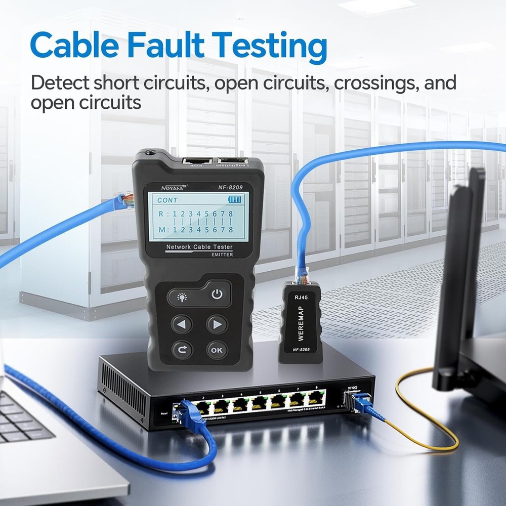 Advanced Network Cable Tester with PoE & AC Voltage Detection for Professionals