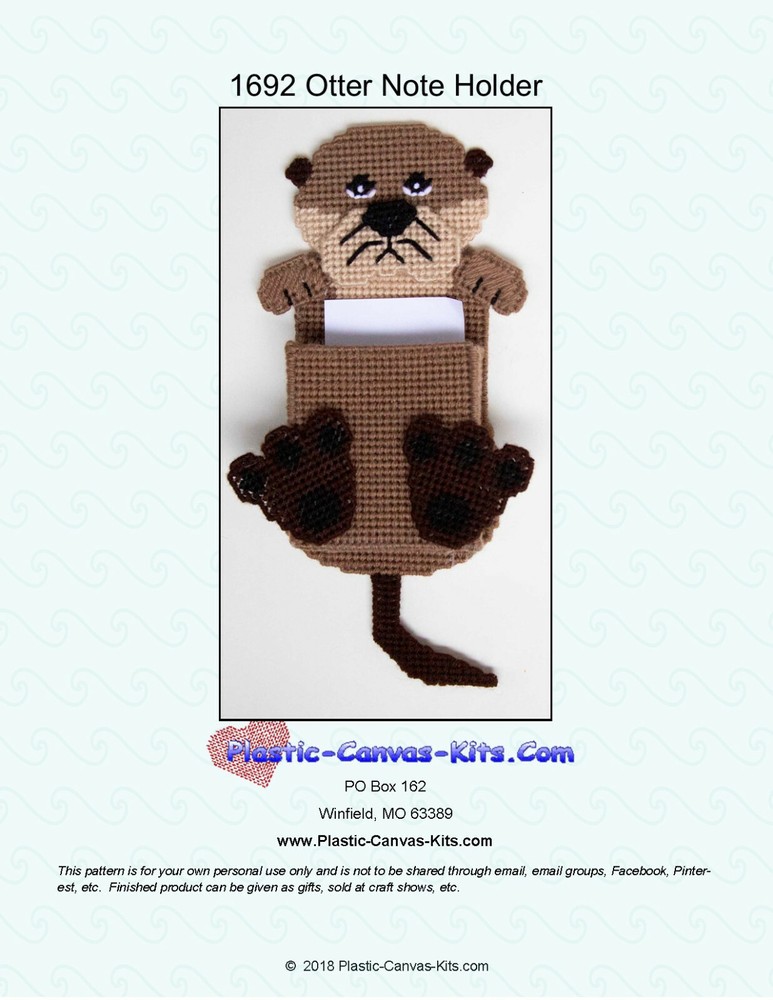 Otter Note Holder-Plastic Canvas Pattern or Kit