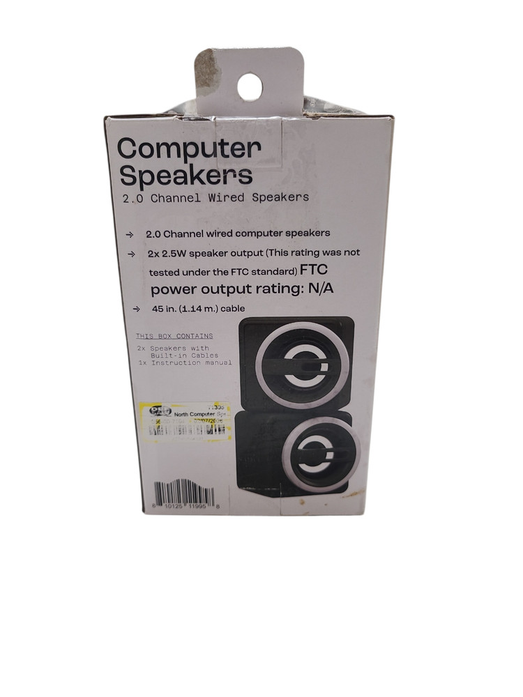 NORTH 2.0 Channel Wired Computer Speakers Inline Volume Controller 2.5W