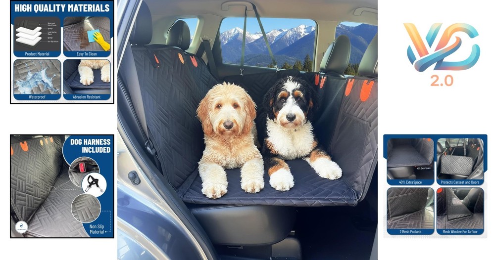 Waterproof Dog Backseat Extender Car Seat Platform with Hard Bottom