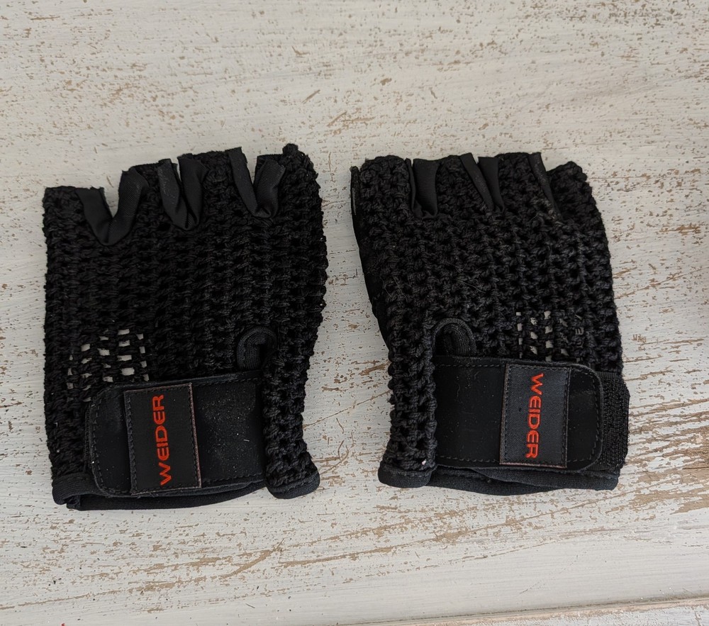 Weiders Classic Mesh Training Gloves Leather Knit 1/2 Fingers