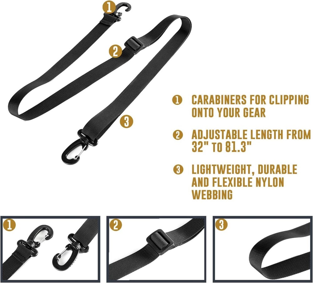 OneTigris Shoulder Straps Replacement Adjustable Strap for Briefcase Black